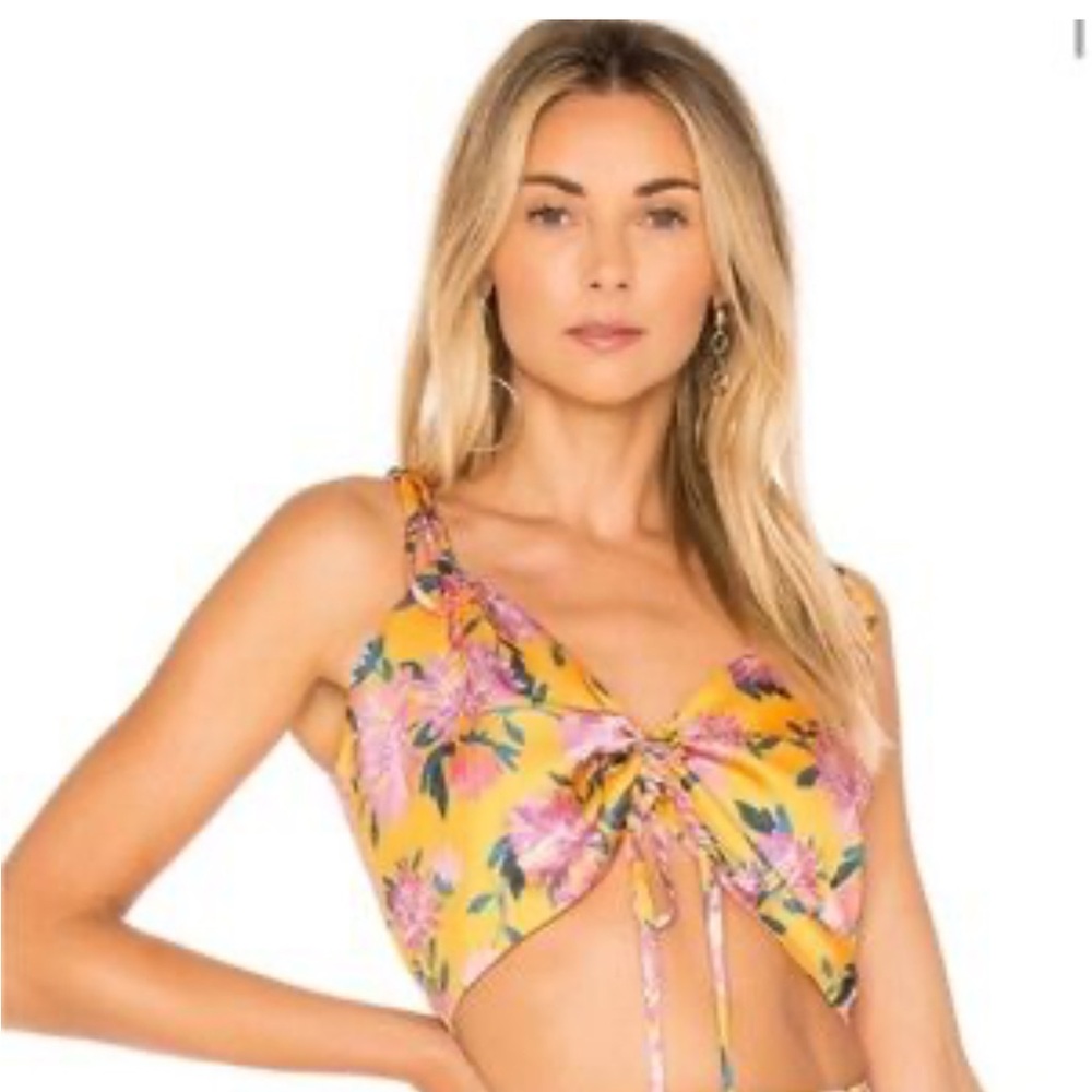 NWT Lovers + Friends Floral Satin Cropped Top size Large